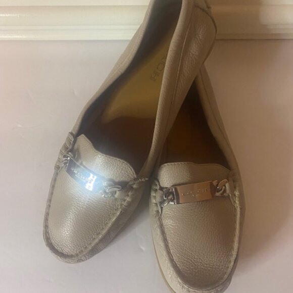 Coach Women's Loafer Olive A7751 Saddle Tan Pebble Leather Flat Shoes  Size 9 - Picture 3 of 8